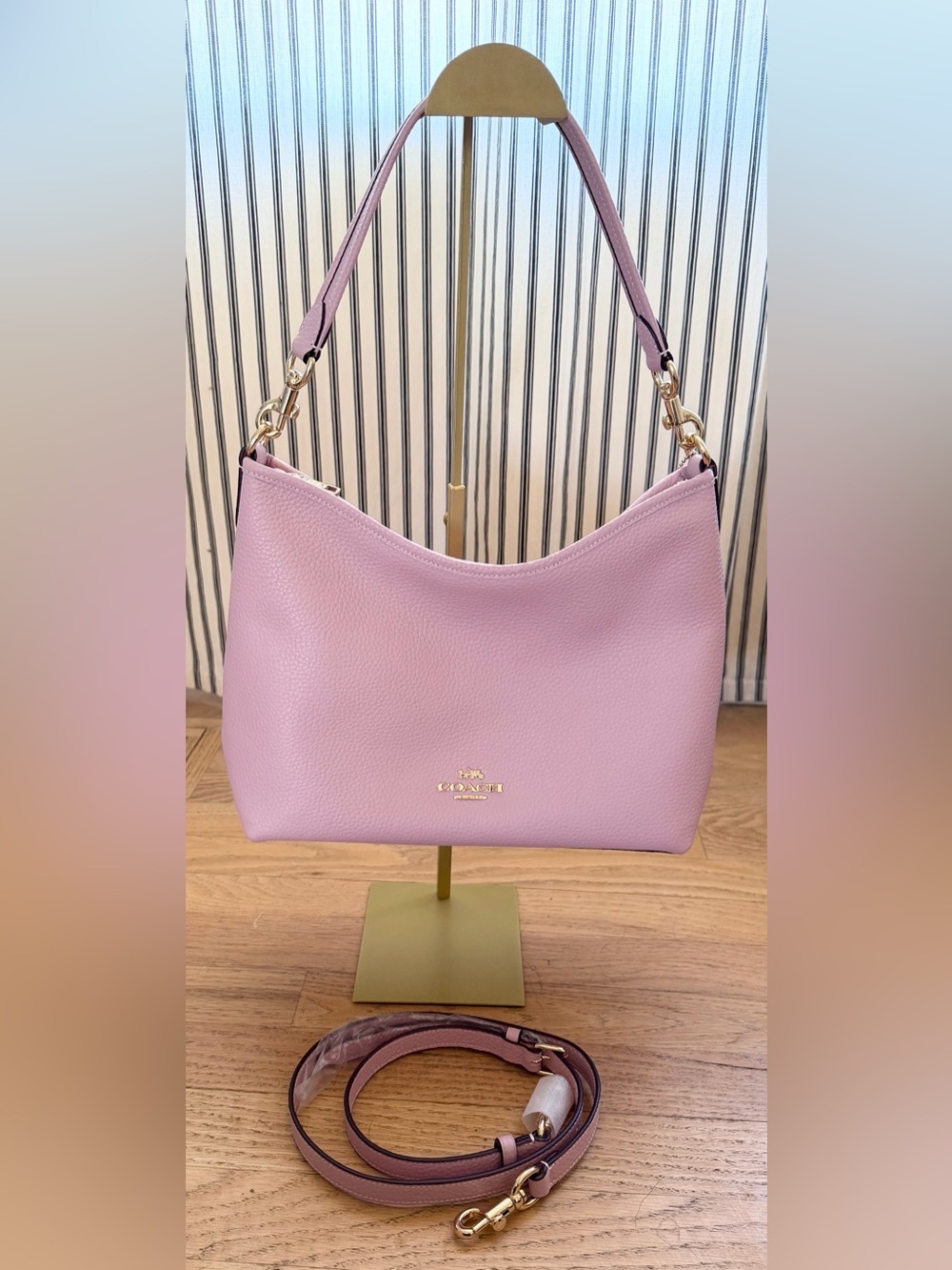 Coach Pebbled Leather Laurel Shoulder Bag in Carnation Pink